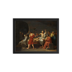 The Death of Socrates by Jacques-Louis David framed print on a plain backdrop in size 12"x16".