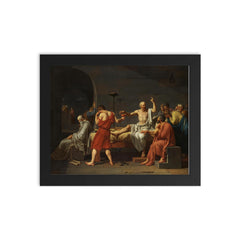 The Death of Socrates by Jacques-Louis David framed print on a plain backdrop in size 8"x10".