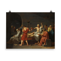 The Death of Socrates by Jacques-Louis David poster on a plain backdrop in size 8"x10".