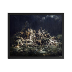 The Deluge by Leon Comerre, 1911 framed print on a plain backdrop in size 16"x20".