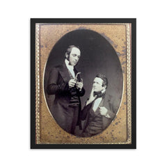 The Dentist and His Victim, 1857 framed print on a plain backdrop in size 16"x20".