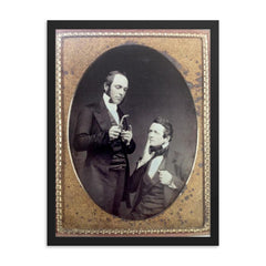 The Dentist and His Victim, 1857 framed print on a plain backdrop in size 18"x24".