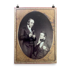 The Dentist and His Victim, 1857 poster on a plain backdrop in size 8"x10".