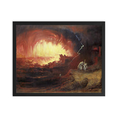 The Destruction of Sodom and Gomorrah by John Martin, 1852 framed print on a plain backdrop in size 16"x20".