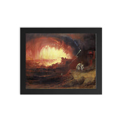The Destruction of Sodom and Gomorrah by John Martin, 1852 framed print on a plain backdrop in size 8"x10".