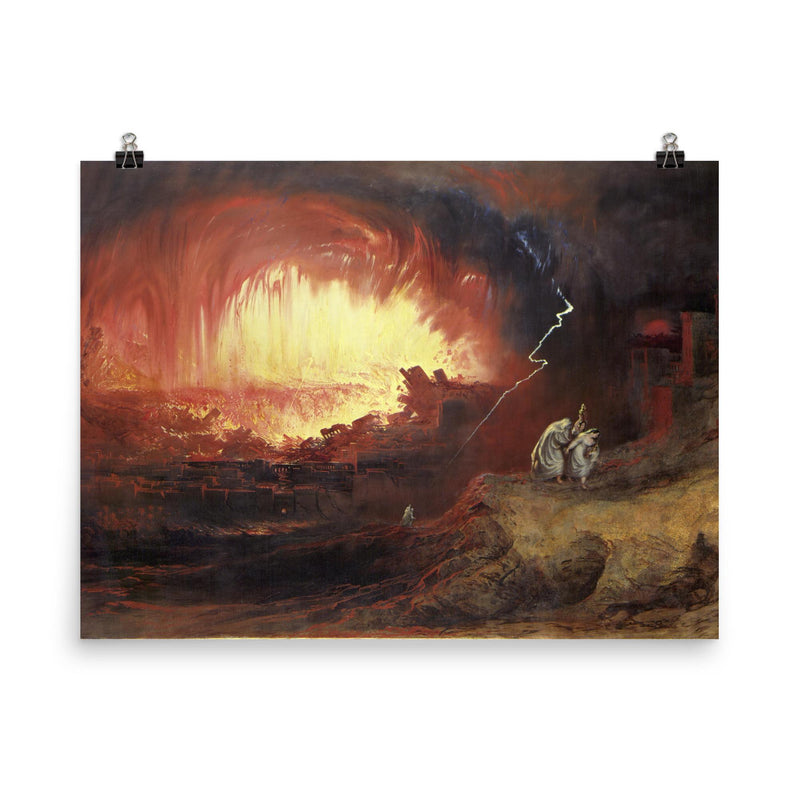 The Destruction of Sodom and Gomorrah by John Martin, 1852 poster on a plain backdrop in size 8