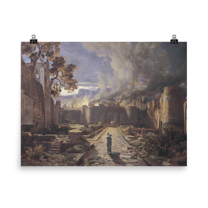 The Destruction of Sodom and Gomorrah by Jules-Joseph-Augustin Laurens poster on a plain backdrop in size 8