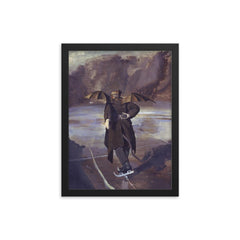 The Devil Skating When Hell Freezes Over by John Collier framed print on a plain backdrop in size 12"x16".