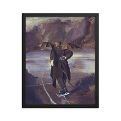 The Devil Skating When Hell Freezes Over by John Collier framed print on a plain backdrop in size 16"x20".