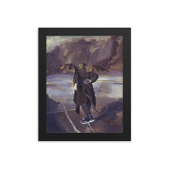 The Devil Skating When Hell Freezes Over by John Collier framed print on a plain backdrop in size 8"x10".