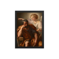The Dream of St. Joseph by Anton Raphael Mengs framed print on a plain backdrop in size 12"x16".