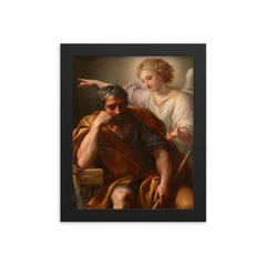 The Dream of St. Joseph by Anton Raphael Mengs framed print on a plain backdrop in size 8"x10".