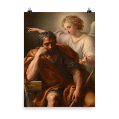 The Dream of St. Joseph by Anton Raphael Mengs poster on a plain backdrop in size 8"x10".