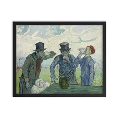 The Drinkers by Vincent van Gogh framed print on a plain backdrop in size 16"x20".