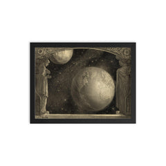 The Earth, Milky Way and Moon by Wladyslaw T Benda, 1918 framed print on a plain backdrop in size 12"x16".