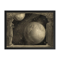 The Earth, Milky Way and Moon by Wladyslaw T Benda, 1918 framed print on a plain backdrop in size 18"x24".