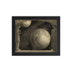 The Earth, Milky Way and Moon by Wladyslaw T Benda, 1918 framed print on a plain backdrop in size 8"x10".