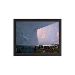 The Eclipse of the Sun in Venice by Ippolito Caffi, 1842 framed print on a plain backdrop in size 12"x16".