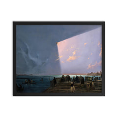 The Eclipse of the Sun in Venice by Ippolito Caffi, 1842 framed print on a plain backdrop in size 16"x20".