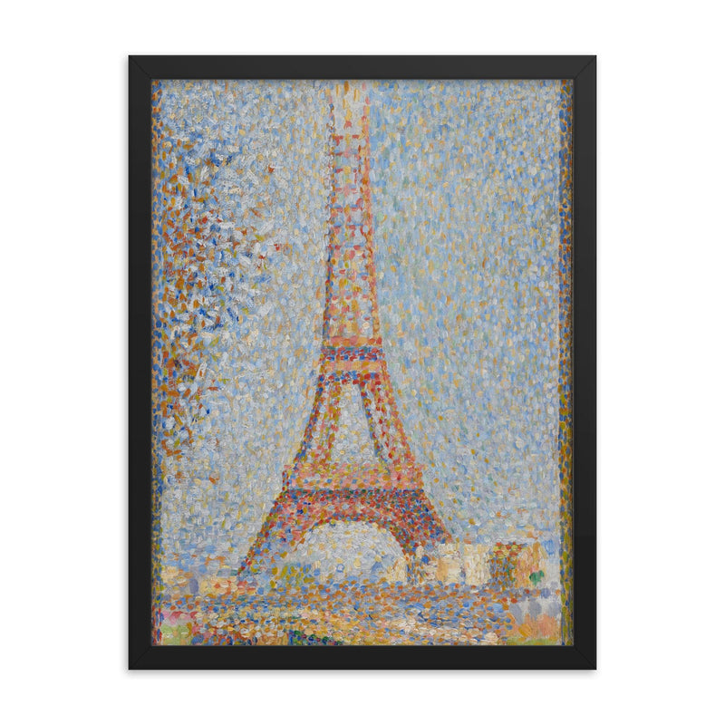 The Eiffel Tower by Georges Seurat framed print on a plain backdrop in size 18