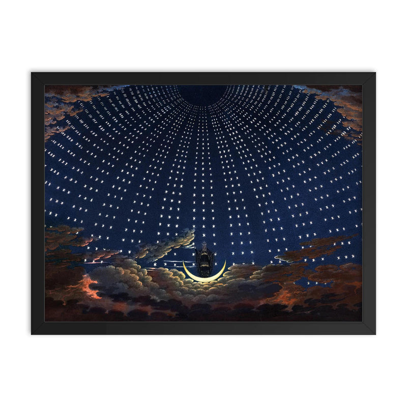 The Enchanted Flute Opera by Wolfgang Amadeus Mozart by Karl Friedrich Schinkel, 1815 framed print on a plain backdrop in size 18
