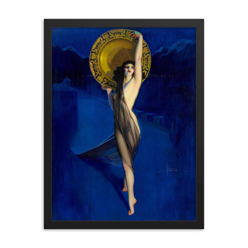 The Enchantress by Rolf Armstrong framed print on a plain backdrop in size 18