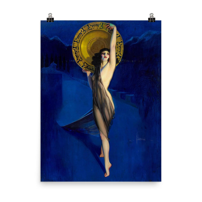 The Enchantress by Rolf Armstrong poster on a plain backdrop in size 8
