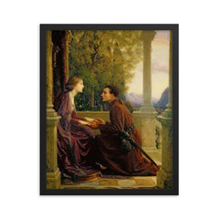 The End of the Quest by Sir Thomas Francis Dicksee framed print on a plain backdrop in size 16"x20".