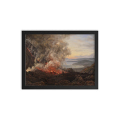 The Eruption of Mount Vesuvius by Johan Christian Dahl, 1821 framed print on a plain backdrop in size 12"x16".