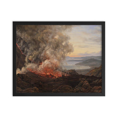 The Eruption of Mount Vesuvius by Johan Christian Dahl, 1821 framed print on a plain backdrop in size 16"x20".