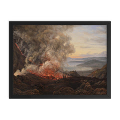 The Eruption of Mount Vesuvius by Johan Christian Dahl, 1821 framed print on a plain backdrop in size 18"x24".