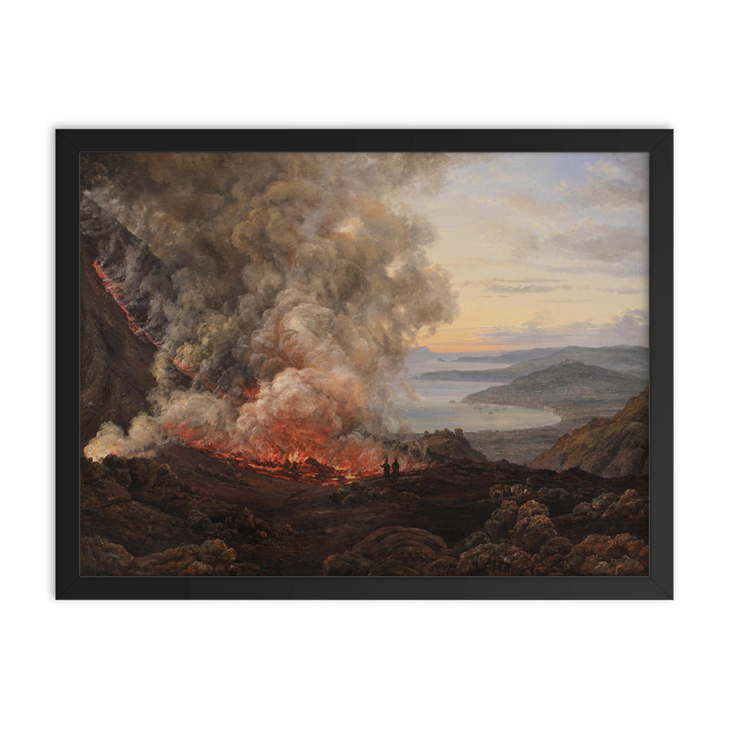 The Eruption of Mount Vesuvius by Johan Christian Dahl, 1821 framed print on a plain backdrop in size 18