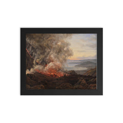 The Eruption of Mount Vesuvius by Johan Christian Dahl, 1821 framed print on a plain backdrop in size 8"x10".