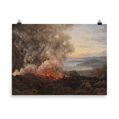 The Eruption of Mount Vesuvius by Johan Christian Dahl, 1821 poster on a plain backdrop in size 8"x10".