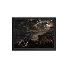 The Fall of Babylon by John Martin, 1831 framed print on a plain backdrop in size 12"x16".