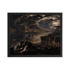 The Fall of Babylon by John Martin, 1831 framed print on a plain backdrop in size 16"x20".