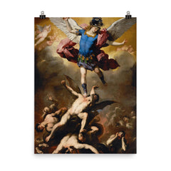 The Fall of the Rebel Angels by Luca Giordano, 1660 poster on a plain backdrop in size 8"x10".