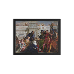 The Family of Darius before Alexander by Paolo Veronese framed print on a plain backdrop in size 12"x16".