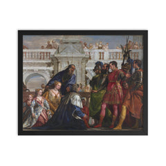 The Family of Darius before Alexander by Paolo Veronese framed print on a plain backdrop in size 16"x20".