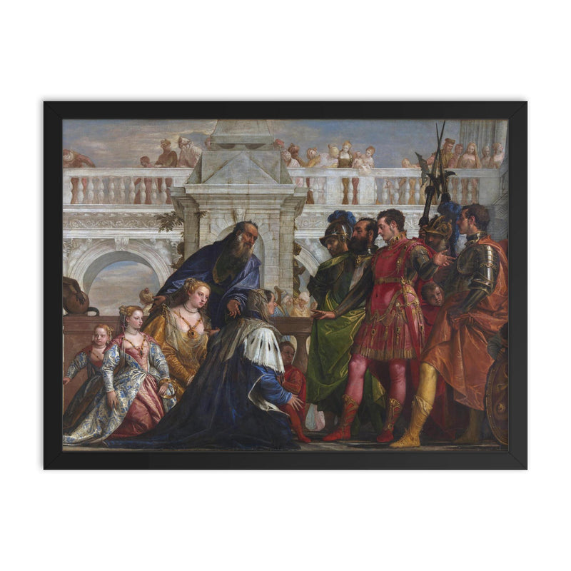 The Family of Darius before Alexander by Paolo Veronese framed print on a plain backdrop in size 18