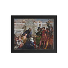 The Family of Darius before Alexander by Paolo Veronese framed print on a plain backdrop in size 8"x10".