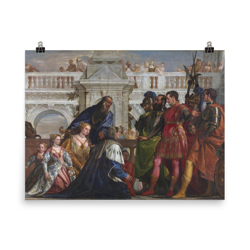 The Family of Darius before Alexander by Paolo Veronese poster on a plain backdrop in size 8
