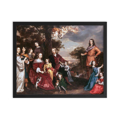 The Family of Mr. Willem van den Kerckhoven by Jan Mijtens, 1652 framed print on a plain backdrop in size 16"x20".