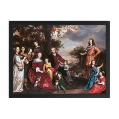 The Family of Mr. Willem van den Kerckhoven by Jan Mijtens, 1652 framed print on a plain backdrop in size 18"x24".