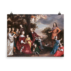 The Family of Mr. Willem van den Kerckhoven by Jan Mijtens, 1652 poster on a plain backdrop in size 8"x10".