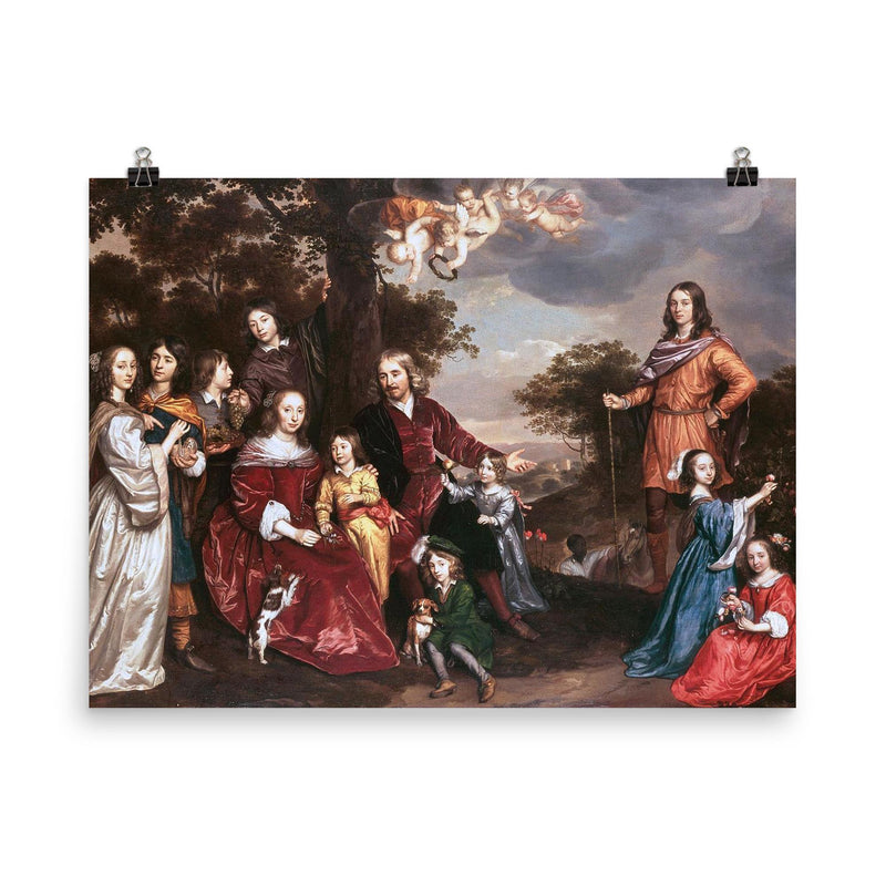 The Family of Mr. Willem van den Kerckhoven by Jan Mijtens, 1652 poster on a plain backdrop in size 8