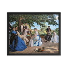The Family Reunion by Frédéric Bazille, 1867 framed print on a plain backdrop in size 16"x20".