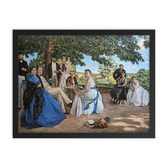 The Family Reunion by Frédéric Bazille, 1867 framed print on a plain backdrop in size 18"x24".