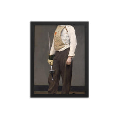 The Fencing Master by Gari Melchers framed print on a plain backdrop in size 12"x16".