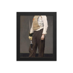 The Fencing Master by Gari Melchers framed print on a plain backdrop in size 8"x10".